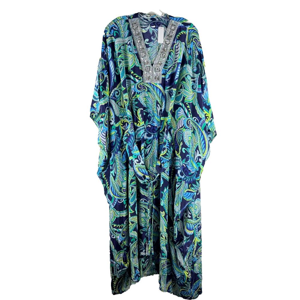 Soft Surroundings Women S/M Short Sleeve Dress Swim Cover Up Sleeve Resort Artsy